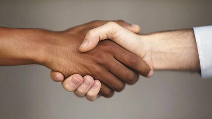Handshake Between Two People in Cozy Sweaters on a Soft Blurred Background