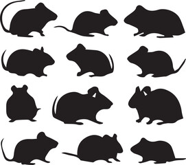 Mouse Versatile Black Silhouette Vector Series