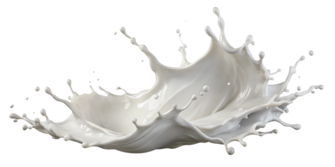 White milk splatter, artistic fluid shape, isolated transparent