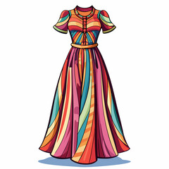 Maxi dress art vector illustration