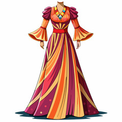 Fototapeta premium Maxi dress art vector illustration