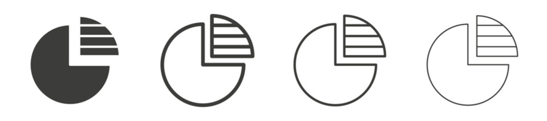 Sector vector icon set black filled and outlined style.