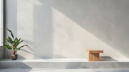 Minimalist interior design featuring natural light and simple furniture elements