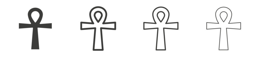 Ankh vector icon set black filled and outlined style.