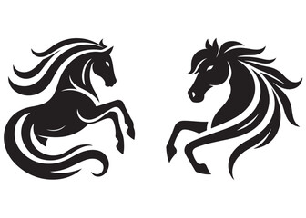 horse head logo design vector illustration, Vector silhouette of a horse head Illustration,  black and white horse head Silhouette, horse logo silhouette on white background