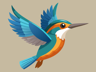 Oiseau ceinturé Martin-pêcheur volant séquence d’animation vecteur de dessin animé
