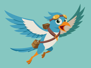 Oiseau ceinturé Martin-pêcheur volant séquence d’animation vecteur de dessin animé
