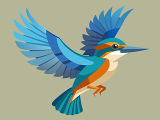 Oiseau ceinturé Martin-pêcheur volant séquence d’animation vecteur de dessin animé
