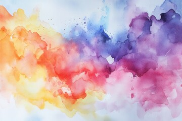 A vibrant watercolor painting featuring a blend of warm and cool colors in an abstract style.
