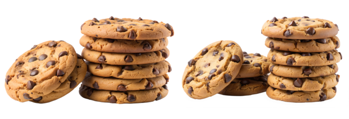 chocolate chip cookies isolated,  transparent background, AI Generative