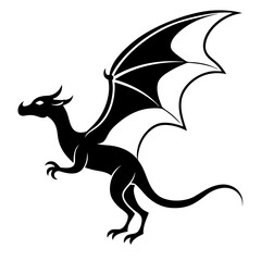 fly-dragon-silhouette on a white background 