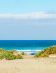 Beach and Atlantic Ocean in Caleta de Famara, Lanzarote Canary Islands.