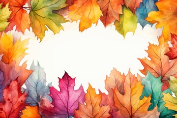 Various colored maple leaves create a vibrant backdrop, ideal for inserting text or messages
