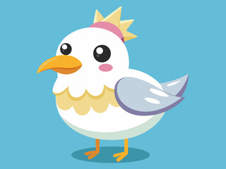 Mignon Oiseau Mouette Mouette Mouette Crémeur Ensemble Cartoon Vector
