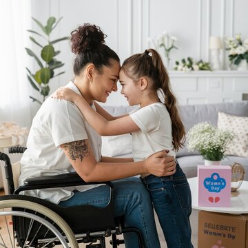 woman in wheelchair, children at home, disabled mom, mom in wheelchair, family love, disability awareness, wheelchair mother, parenting with disability, disabled parent, children loving mom, inclusive
