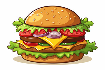 Hamburger, art vector illustration