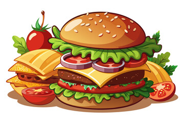 Hamburger, art vector illustration