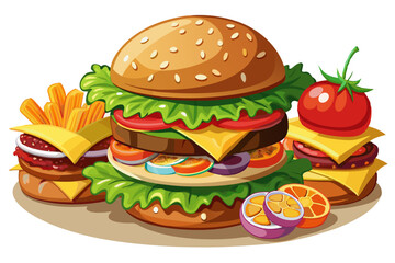 Hamburger, art vector illustration