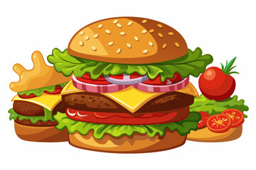 Hamburger, art vector illustration