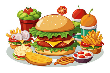 Hamburger, art vector illustration