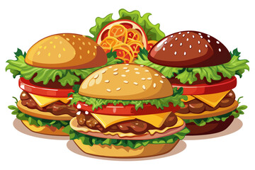 Hamburger, art vector illustration