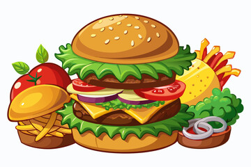 Hamburger, art vector illustration