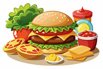 Hamburger, art vector illustration