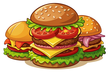 Hamburger, art vector illustration