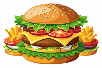 Hamburger, art vector illustration