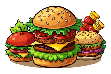 Hamburger, art vector illustration