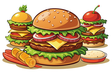 Hamburger, art vector illustration