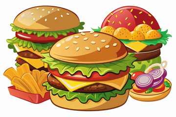 Hamburger, art vector illustration