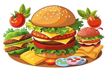 Hamburger, art vector illustration
