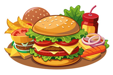 Hamburger, art vector illustration