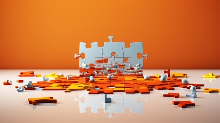 Eye catching orange banner designed for puzzle game promotion, featuring a spacious area for text