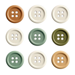 A collection of colorful buttons arranged in a grid, perfect for crafts and sewing projects. transparent background