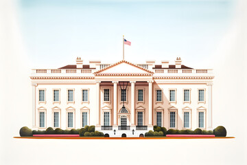 Naklejka premium illustrated white house, the white house illustration vintage style