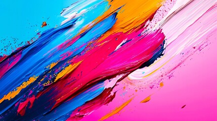 A close up of a colorful painting on a blue background