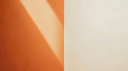 Minimalist Orange and White Wall with Shadow Play for Modern Backgrounds. Generative AI