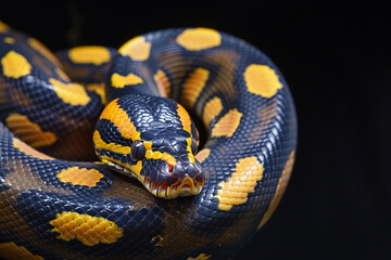 Obraz premium Close-up of a Black and Yellow Snake