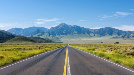 Naklejka premium A long road with a river running alongside it