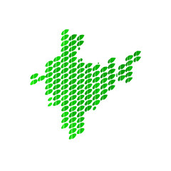Abstract India Map Formed By Leaf Shapes on a isolated white background (3)