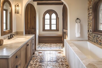 A bathroom that with modern Spanish design 