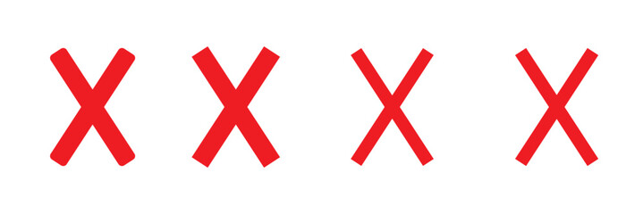 Obraz premium Cross x vector icon set. No, Cancel, Wrong, Delete, Red cross X symbol. Vector illustration isolated on white background.