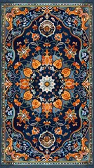 Naklejka premium An Intricate Floral Design on a Dark Background Carpet, perfect for any elegant setting