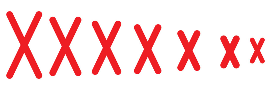 Big red cross icon. Red x wrong sign vector flat illustration design on white background .Set of hand drawn X marks