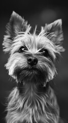 Fototapeta premium A black and white photo of a small dog