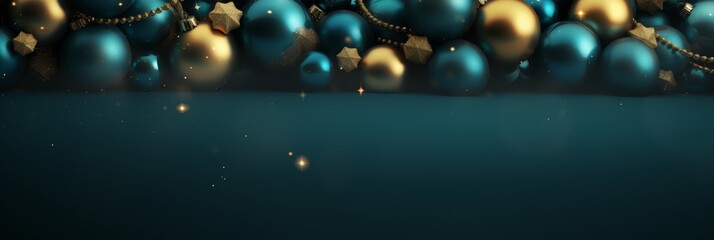 Festive new year banner with christmas tree decorations and ample space for customized text