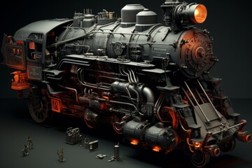 Fototapeta premium Exploring a vintage steam engine a nostalgic glimpse of an old locomotive from bygone days