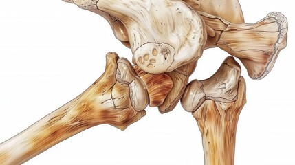 Fototapeta premium 3D render of knee joint, in sketch style